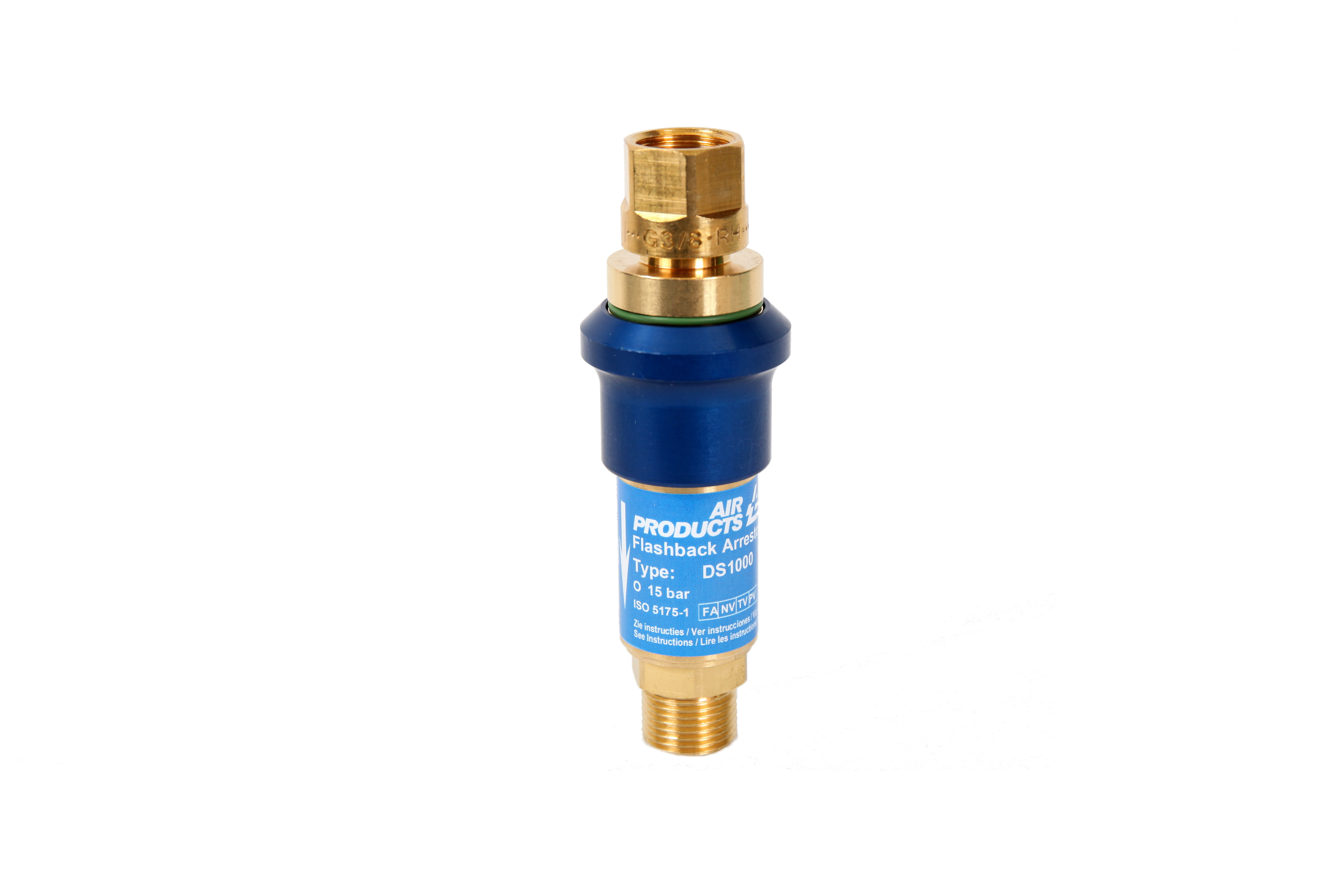 Resettable flashback arrestor - standard oxygen cylinder