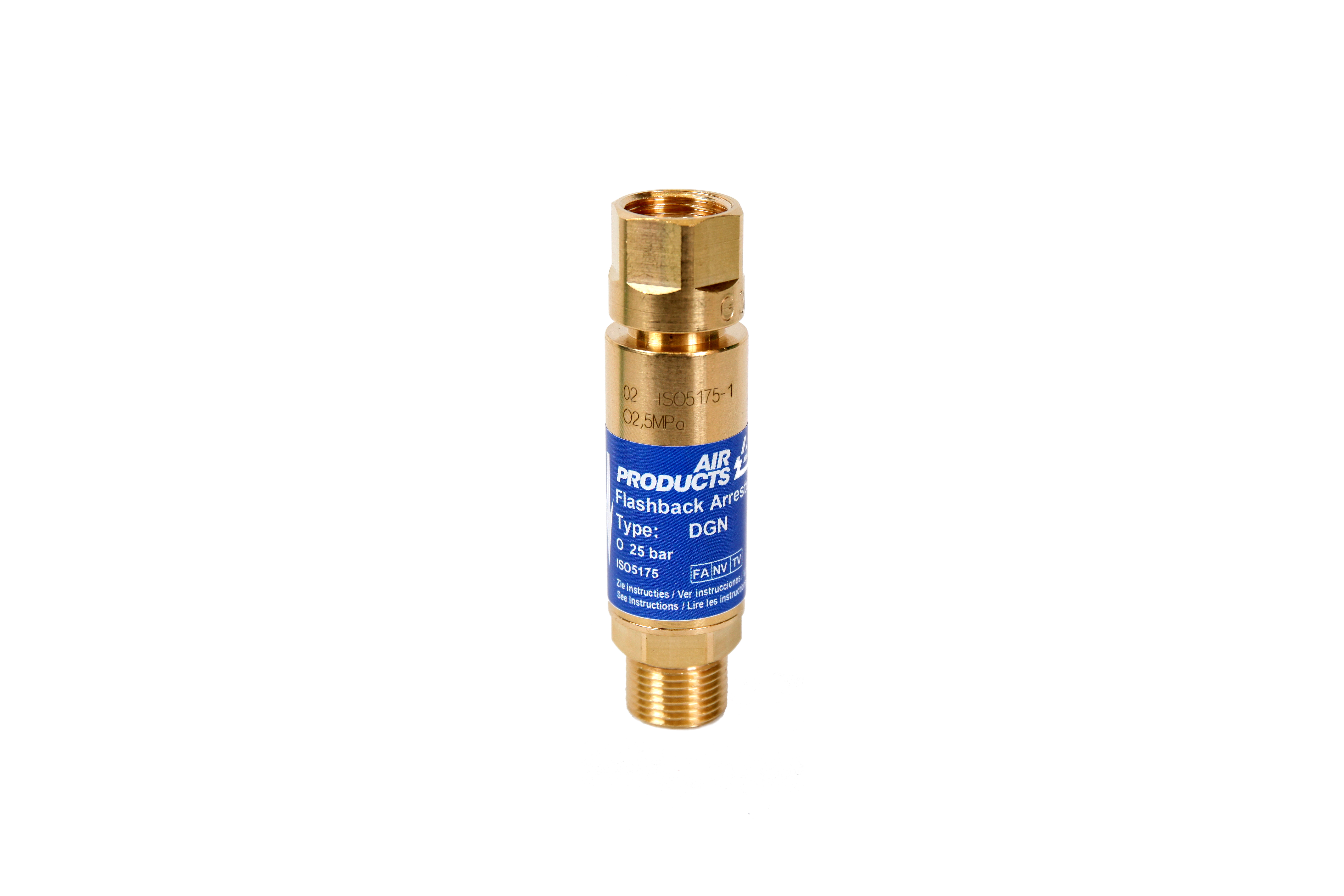 Non-resettable flashback arrestor - standard oxygen cylinder